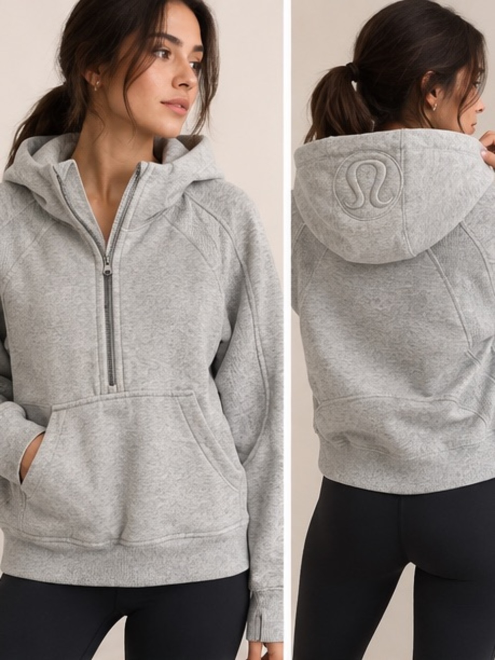 Lululemon Grey Half Zip Hoodie Pullover Size 12